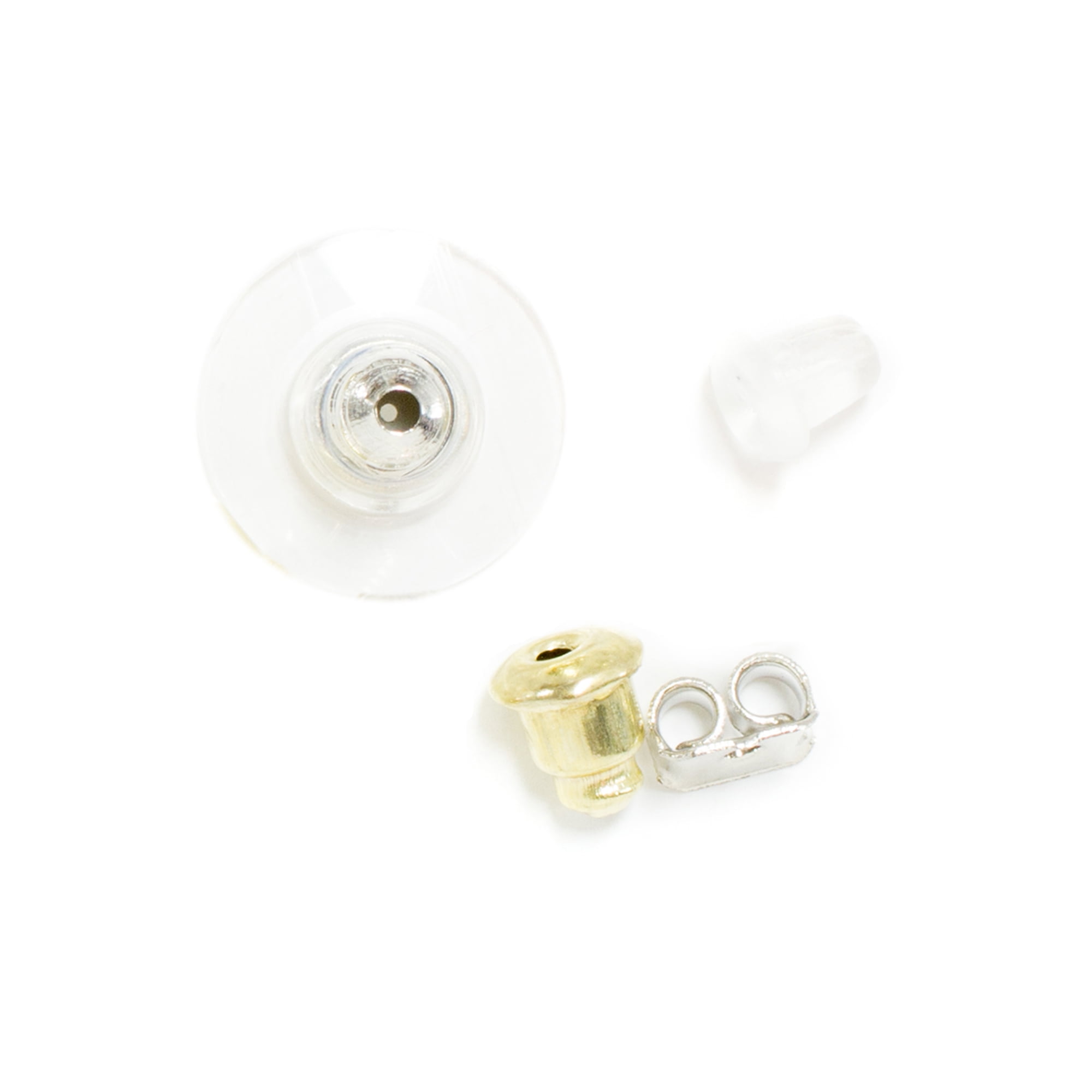 EN702-Silicone Slider Earring Backs (Disk) 14k White Gold (P