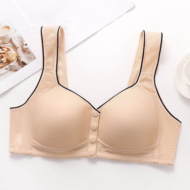 Women's Mesh Front Buckle Bra, Soft Stretch Nylon Bralette for Everyday Wear, Hand Wash