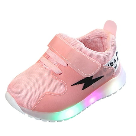 Futezty Baby Girl Shoes Sneakers Color Gradient Led Light Shoes Dad Shoes Lace Up Soft Soles Boys Sneakers(White 12 Little Kids)