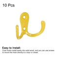 thumbnail image 3 of Wall Hooks, 10 Pack - Zinc Alloy Double Prong Retro Hook, Hooks for Hanging Towel Backpack Clothes Scarf (Yellow), 3 of 6