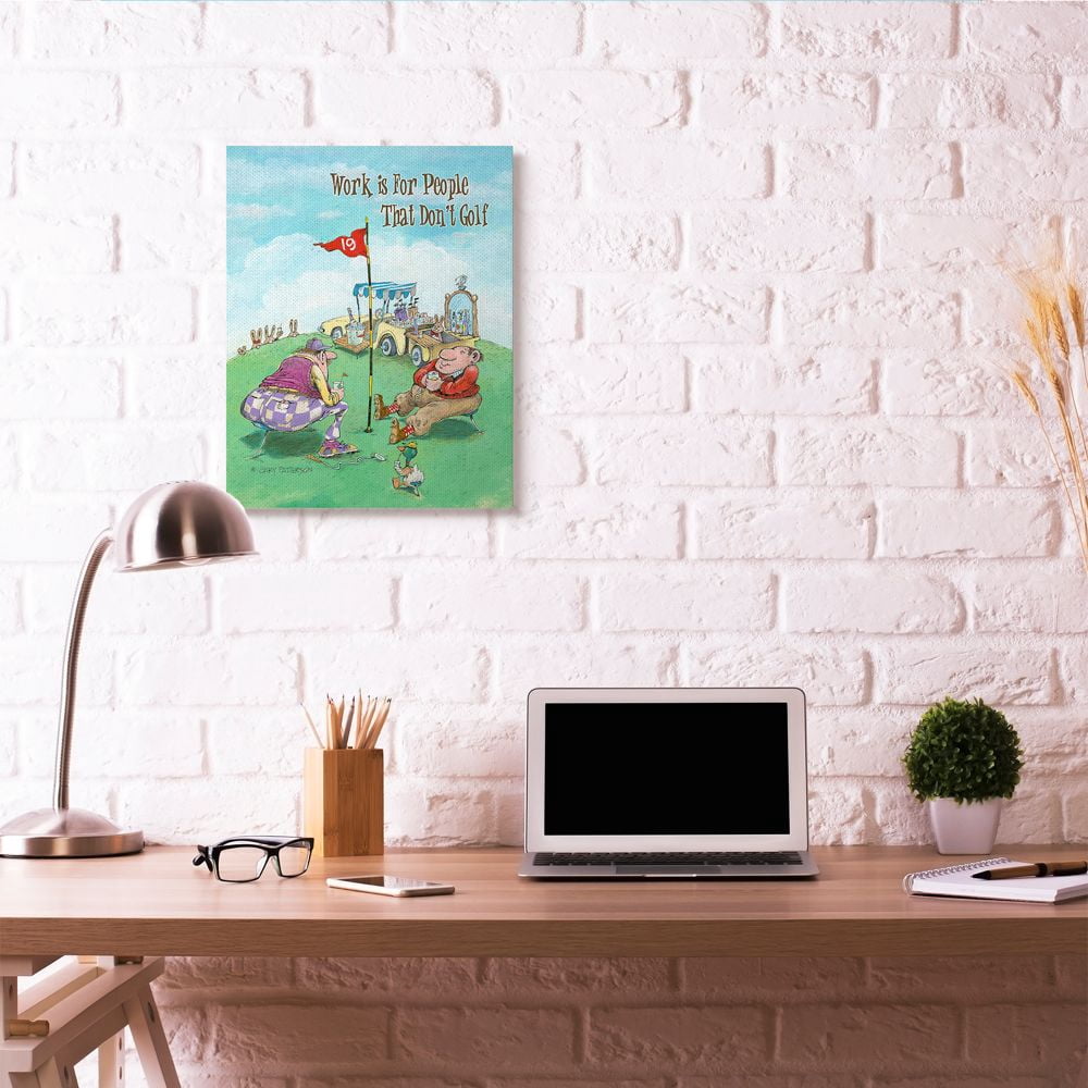 People That Don't Golf Funny Cartoon Sports Design Oversized Stretched Canvas Wall Art by Gary Patterson