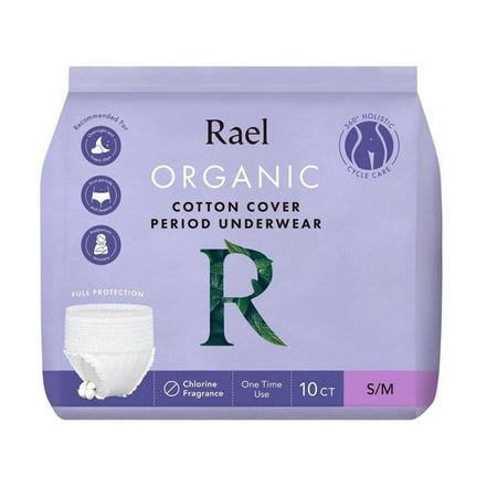Rael Organic Disposable Period Underwear for Women  Postpartum and Heavy Flows  Small/Medium  10 Ct
