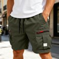thumbnail image 4 of Men's Cargo Shorts Quick Dry Lightweight Athletic Shorts Elastic Waist Drawstring with Multi Zipper Pockets for Hiking Golf Workout Outdoor Summer Casual, 4 of 6