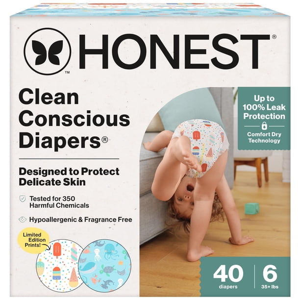 Pañales The Honest Company Clean Conscious, talla 6 (más de 16 kg), 40 unidades