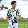 thumbnail image 5 of Balery Palm Branch With Leaves Printed Men’s Short Sleeve Polo Shirt, Midweight Men's Shirt,Golf Polo shirts -Medium, 5 of 8