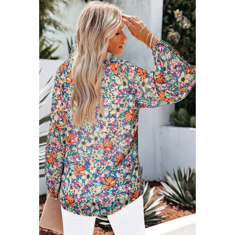 Astylish Women's Spring Tops Casual Boho Floral Print V Neck Astylish Women's Spring Tops Casual Boho Floral Print V Neck