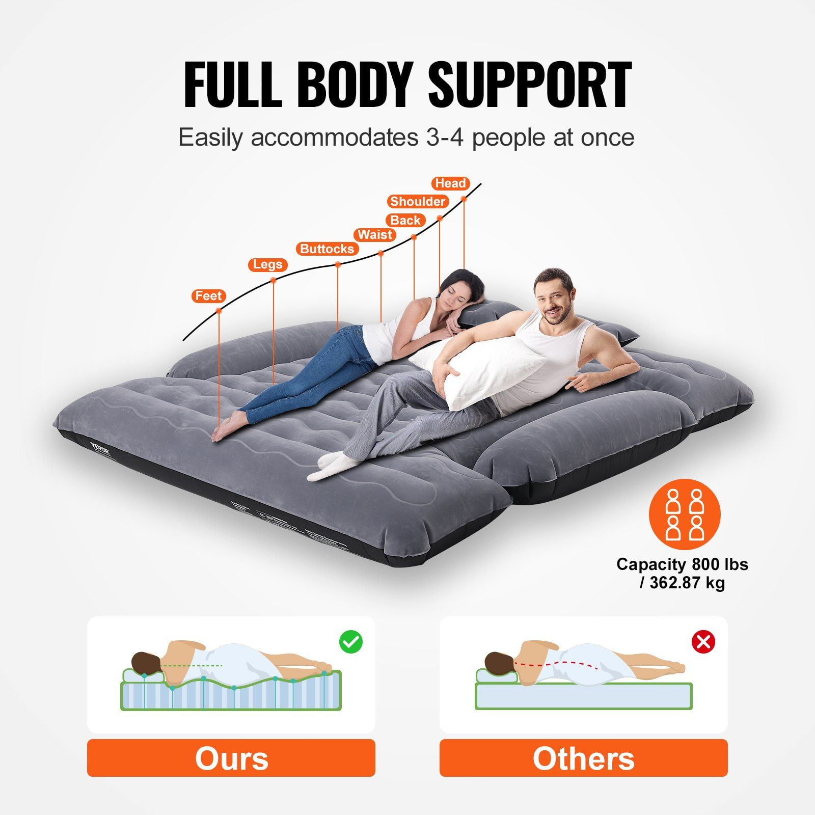 Truck Bed Air Mattress for 6-6.5 ft Beds, Inflatable Camping Mattress w/ 12V Pump, 2 Pillows & Bag, Fits Ford F150/250/350, Chevy Silverado, Dodge Ram