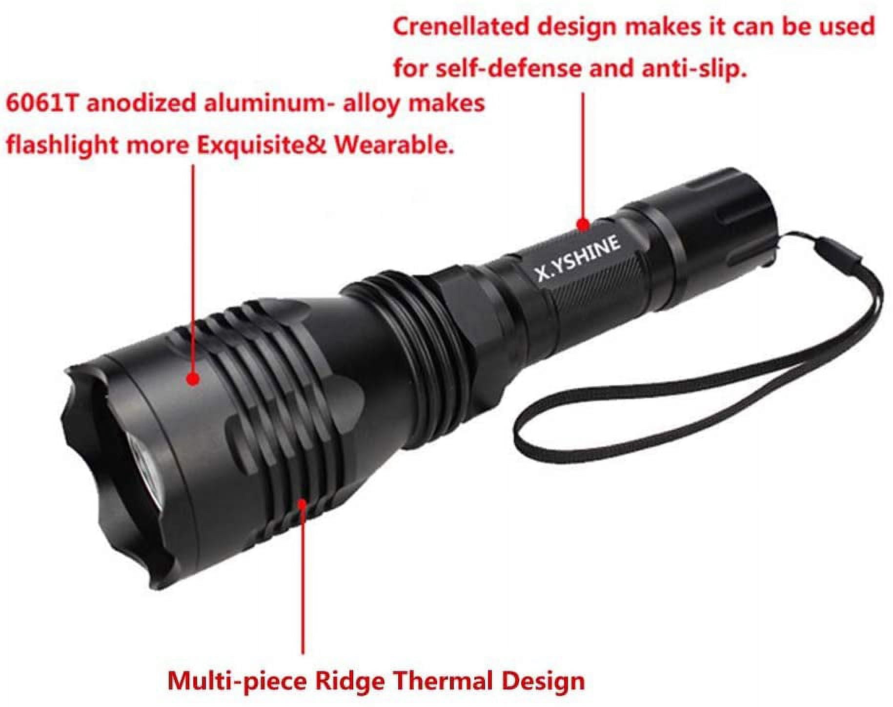 QJUHUNG High Power One Mode Red LED Flashlight,Powerful Single Mode Red Flashlight for Night Observation,Black