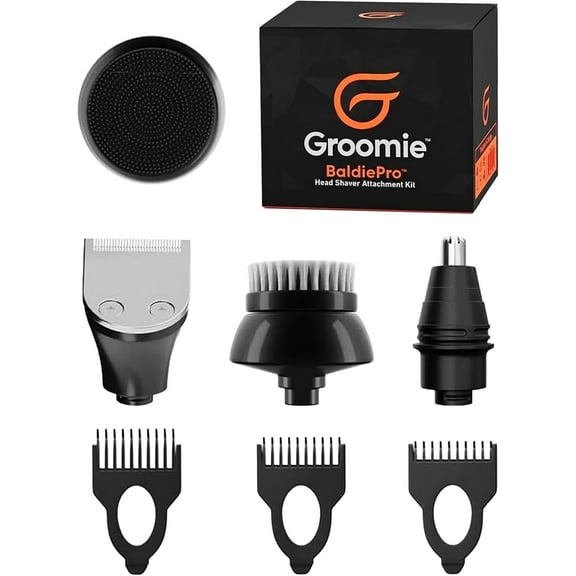 Groomie Baldie Pro Compact Men's Hair & Beard Clippers and Grooming Kit, 7-Piece Set