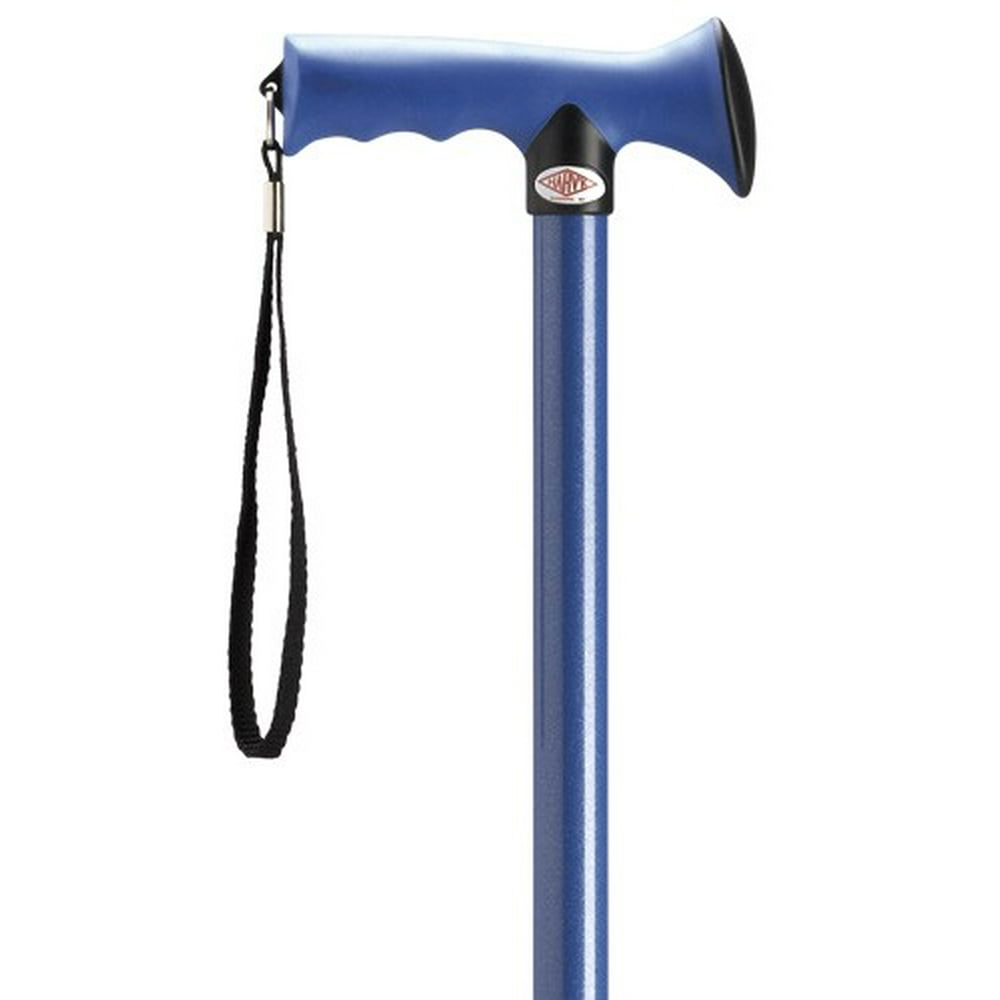 Walking Cane Aluminum Ergonomic Rubber Grip Handle Adjustable Cane Blue