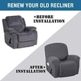 thumbnail image 4 of Super Stretch Couch Covers Recliner Covers Recliner Chair Covers Form Fitted Standard / Oversized Power Lift Reclining Slipcovers, Feature Soft Thick Jacquard, Grey, 2 Pack, 4 of 7