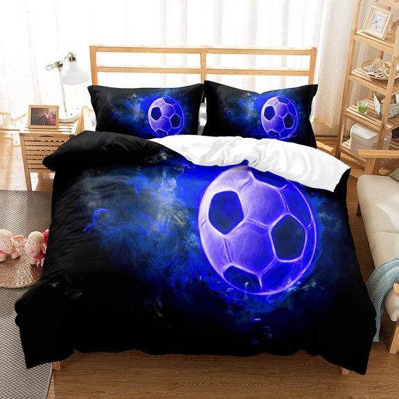 Soccer Duvet Cover Set King Size Sport Theme Bedding Set For Kids Boys Comforter Cover With Pillow