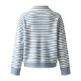 thumbnail image 5 of Cardigan Sweaters for Women Striped Button Down Lapel Collar Long Sleeve Sweater Casual Fall Tops for Women Blue M, 5 of 5