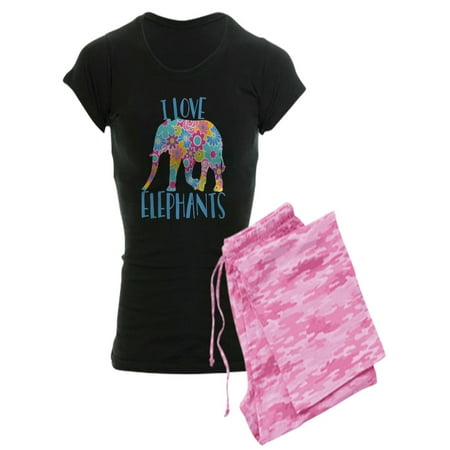 

CafePress - I Love Elephants - Women s Dark Pajamas