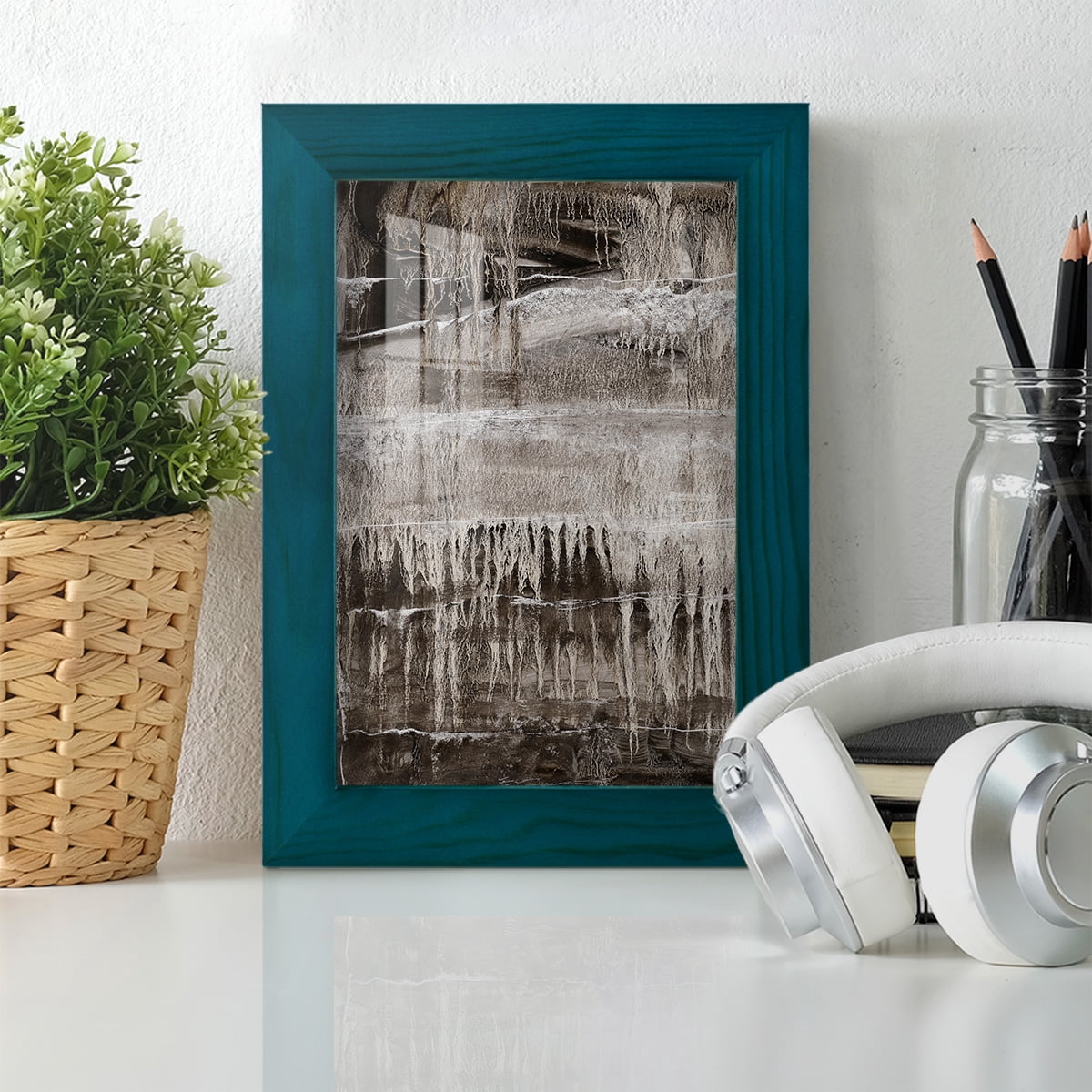 Continuum IV -Framed Print w/glass-Ocean Blue