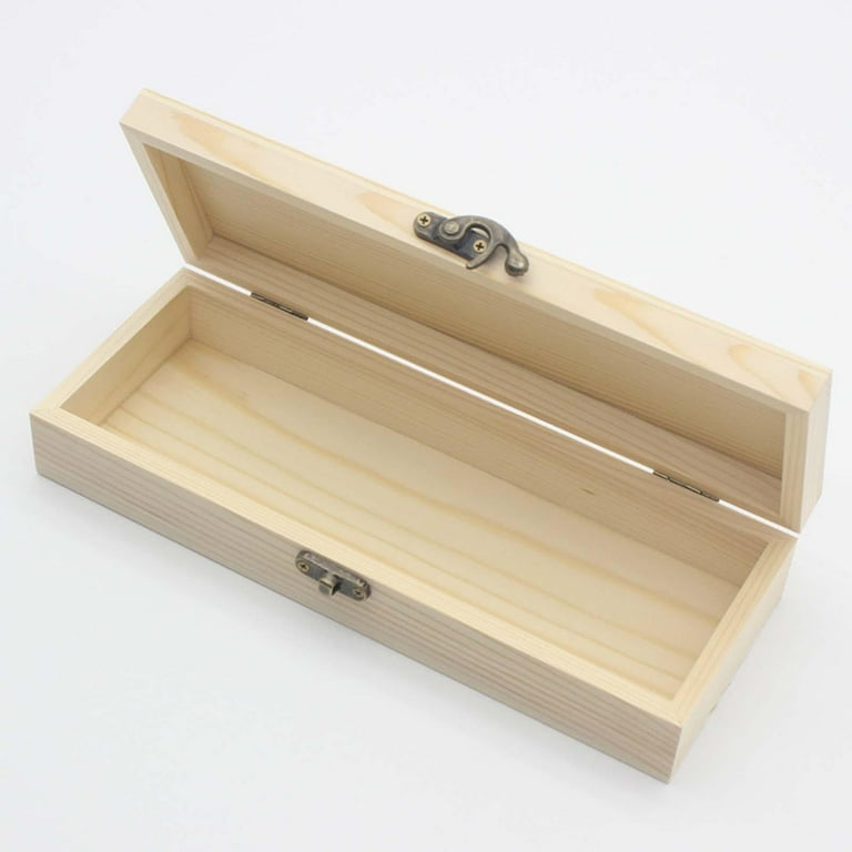 Wooden Box for Crafts - 2 Pcs Large Rectangle Unfinished Wood Boxes, Wood  Craft Box with Hinged Lid and Front Clasp for DIY and Arts Hobbies