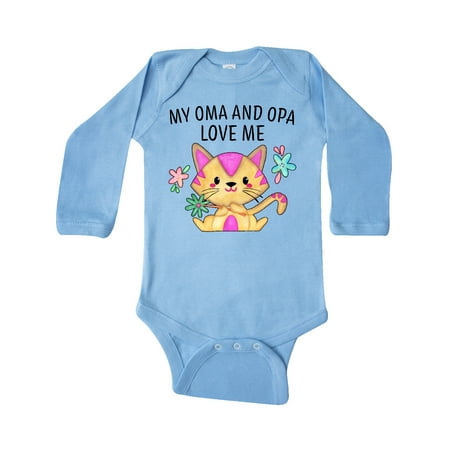 

Inktastic My Oma and Opa Love Me with Cute Kitten and Flowers Gift Baby Boy or Baby Girl Long Sleeve Bodysuit