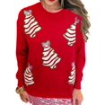 thumbnail image 1 of Women Sequin Sweatshirt Sparkly Santa Xmas Tree Shirt Long Sleeve Crew Neck Oversized Pullover Red S, 1 of 8