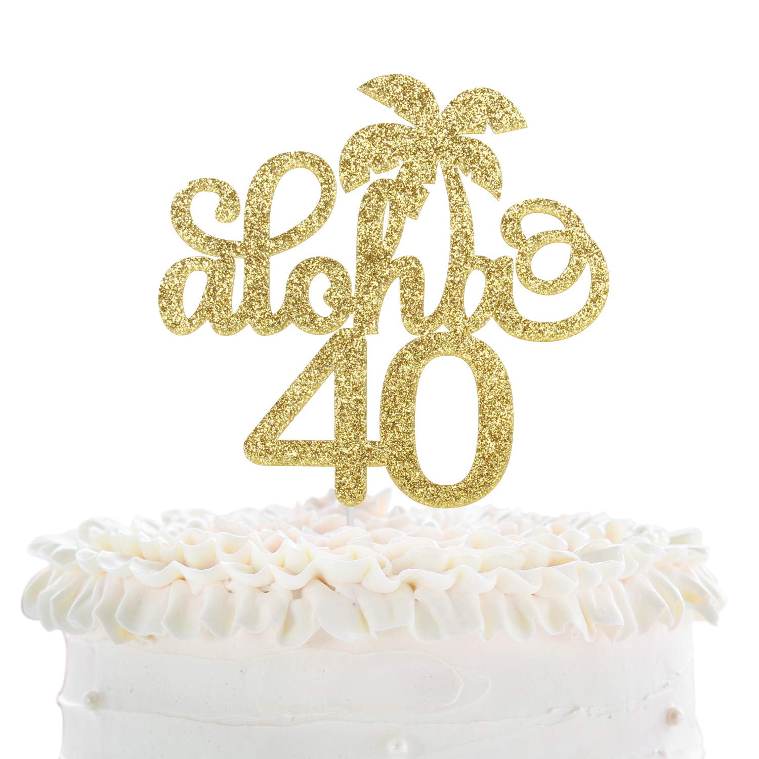 Aloha 40th Birthday Cake Topper Gold Glitter Forty Years Wedding Anniversary Supplies Slaying Dirty 40 Hawaii Tropical Party Coconut Tree Decoration Walmart Com Walmart Com