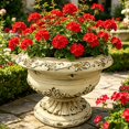 thumbnail image 2 of WRXELAN 13-inch tall x 18-inch wide MGO Greek-style vase planter, large, low-profile, lightweight concrete base planter, suitable for outdoor use in entryways and porches, vintage white, 2 of 8