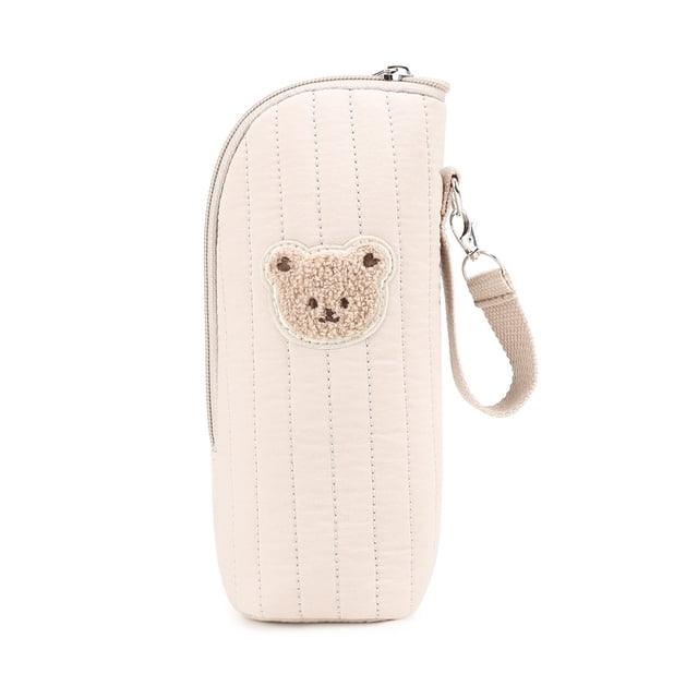 Bolsa térmica para biberones con diseño gráfico de oso, portátil, para guardar leche materna, con control de temperatura y organizador para guardería.