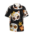 thumbnail image 2 of Bixox Men's Hawaiian Shirts Men's Cat Skulls and Flowers Print Short-Sleeve Shirt-3X-Large, 2 of 8