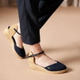 thumbnail image 5 of Pubol Canvas Espadrille Wedges - Navy Blue / 9, 5 of 6