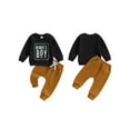 thumbnail image 3 of Aojekbee Baby Boys Pants Set, Long Sleeve Crew Neck Letters Print Sweatshirt with Elastic Waist Sweatpants Infant Clothes, 3 of 10