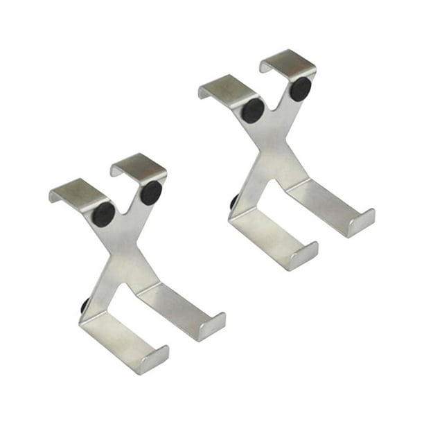 Gancho trasero de puerta de acero inoxidable de 2 uds, ganchos de almacenamiento de gancho tipo X de metal sin clavos sin marcas