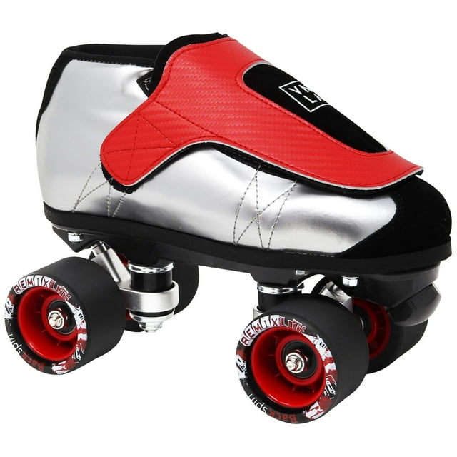 VNLA Patins de Jam Junior Argentés pour Hommes et Femmes - Patins à Roulettes Unisexes d'Intérieur Quad, Hommes 9 / Femmes 10