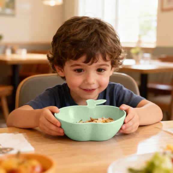 Upgraded Apple-Shape Kids Bowl Baby Party Tableware – Green Valentine's Day Gifts