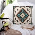thumbnail image 4 of Red Teal Brown Southwestern Throw Pillow Covers, Soft Pillowcases with Invisible Zipper, Ethnic Geometric Boho Retro Square Pillow Cushion Covers for Living Room Couch Sofa Bed 18x18 Inches, 4 of 8