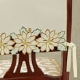 thumbnail image 4 of Winter Holiday Poinsettia Ivory Chair Cover Set of 2 with Handcrafted Cutwork Flowers, 4 of 5