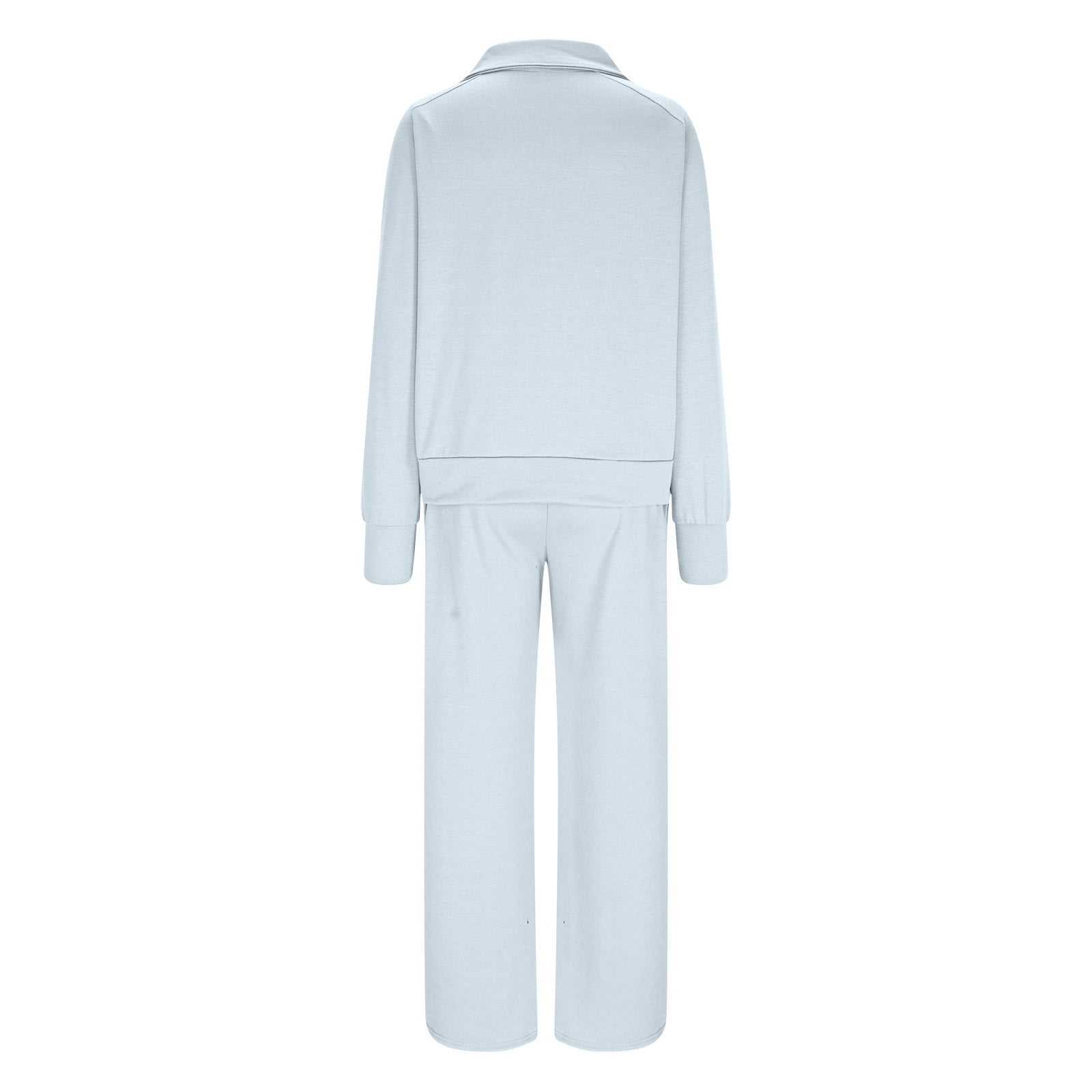 Cotton Linen Lounge Sets for Women 2 Piece Solid Color 2 Piece Outfits Set for Women Women's Solid Color Casual Zipper Long Sleeved Pants Wide Leg Set