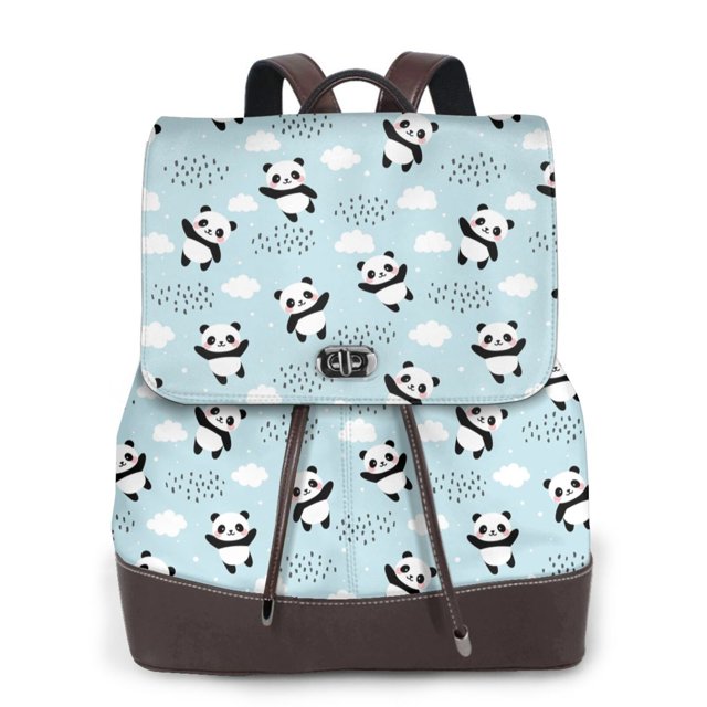 Fotbe Cute Panda Bear Mochila Bolso con Estampado para Mujer, Mochila Antirrobo de Nylon Impermeable, Bolsa Ligera de Hombro