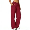 thumbnail image 2 of Fabrcox Women's Wide-Leg Scrub Pants - Stretch Trousers with Cargo Pockets, Elastic Waistband for Nurses ,Red L, 2 of 6