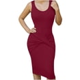 thumbnail image 1 of LOVZFMLL Robes Femmes Été Sans Manches Couleur Unie Jupe Portefeuille, 1 of 3