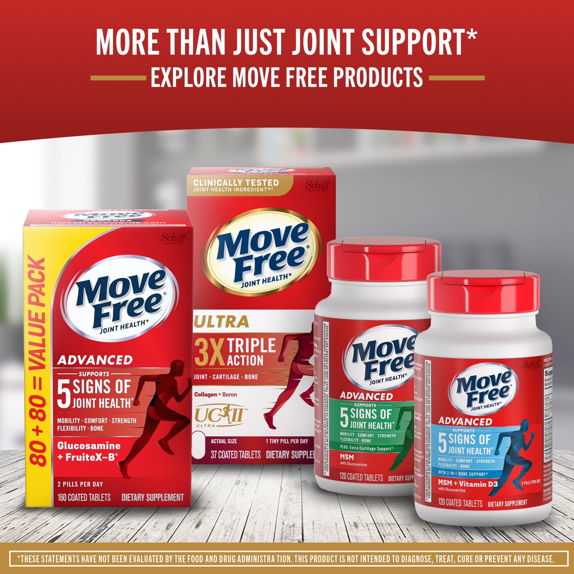 Move Free Ultra Triple Action, Joint Health Supplement with Move Free Ultra Triple Action, Joint Health Supplement with