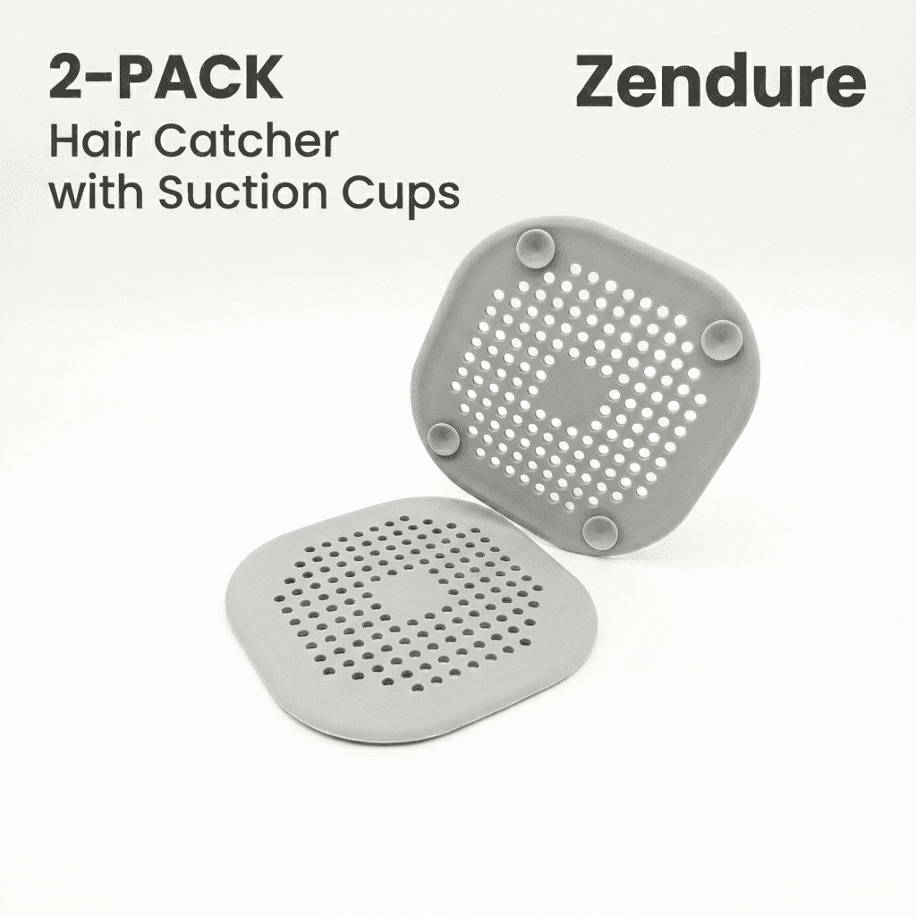 2 PackHair Catcher,Square Hair Drain Cover for Shower Silicone Hair Stopper with Suction Cup,Easy to Install Suit for Bathroom,Bathtub,Kitchen (Grey)