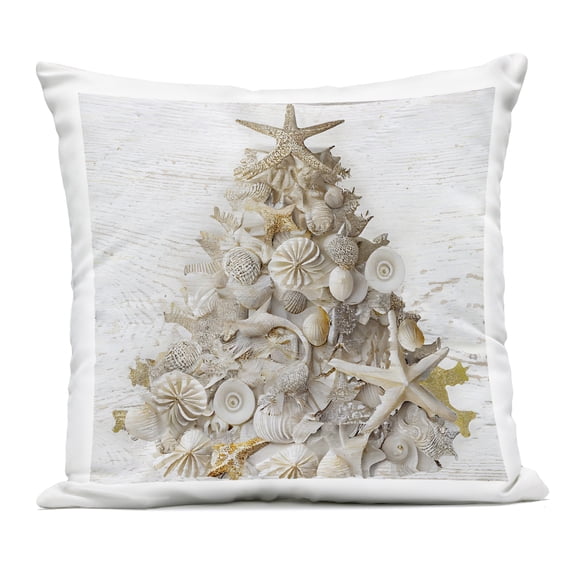 Stupell Industries Rustic Holiday Seashell Tree Outdoor Printed Pillow design by Sasha, 18 x 7 x 18