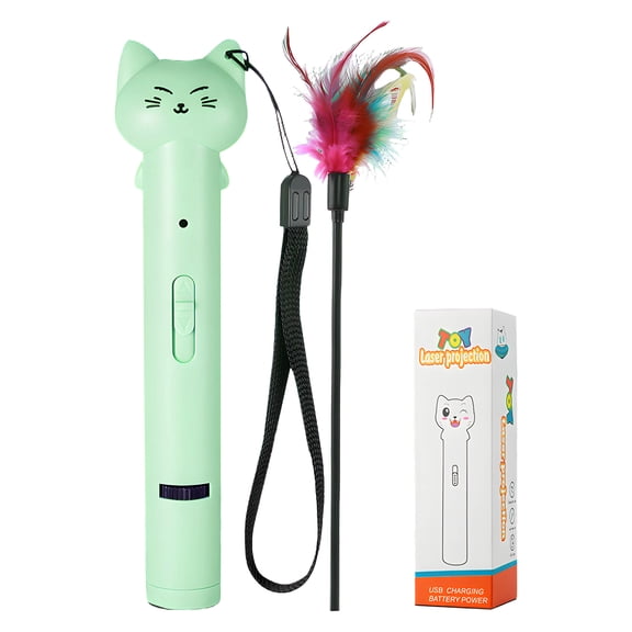 BESTSKY Interactive Cat Toy with 3 Colors & 5 Patterns, lazer pointer for cat with Feather Play for Indoor Fun, Cat Toys for Indoor Cats, Cat Gifts for Cat Owners and Their Pets, Green