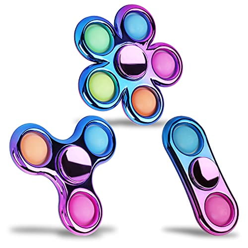 Colorful Rainbow Stainless Steel Metal Tri Finger Hand Spinner Fidget Toy 