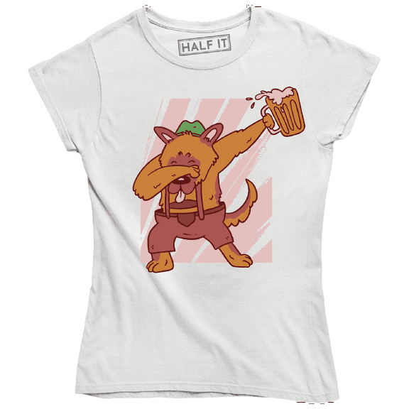 German shepherd Holding A Glass Of Beer Funny Drunk Dog T-Shirt