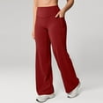 thumbnail image 3 of Softretch No Front Seam Wide Leg Pants for Women - High Waisted Yoga Lounge Buttery Soft Comfy Casual Vermilion M, 3 of 4