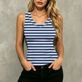 thumbnail image 2 of ClodeEU Women's V Neck Sleeveless Striped Tank Top,Fitted Ribbed Knit Basic Slim Fit Camisole Blue,Women's Plus XL, 2 of 8