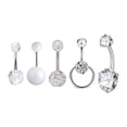 thumbnail image 4 of 5 anillos para ombligo de acero inoxidable, conector redondo para mancuernas para hombres y mujeres, 4 of 8