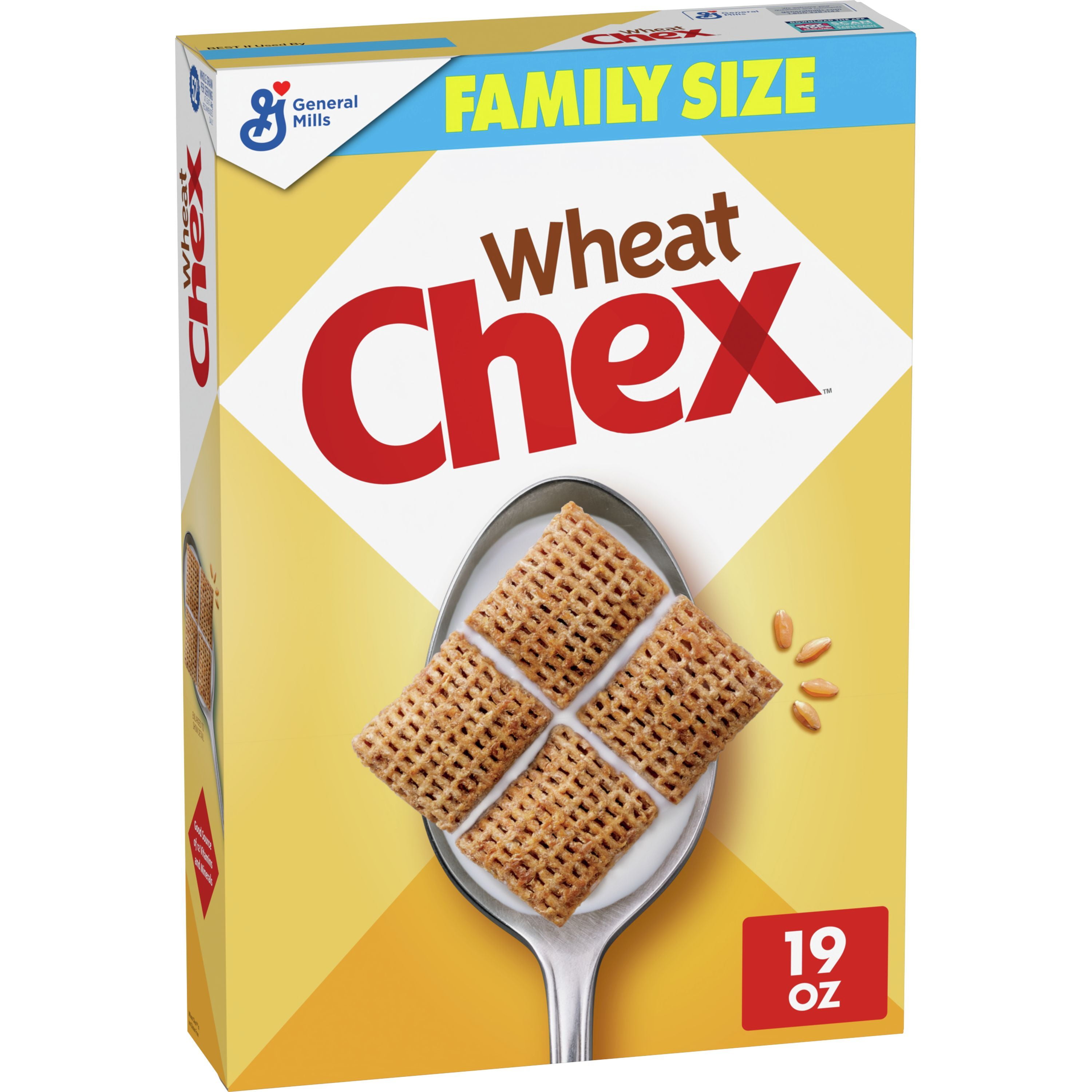 Wheat Chex Breakfast Cereal, Made with Whole Grain, Family Size, 19 OZ