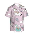 thumbnail image 2 of Kll Men'S Hawaiian Shirt Short Sleeve Button Down Beach Shirts-Llama Unicorn And Rainbow, 2 of 8