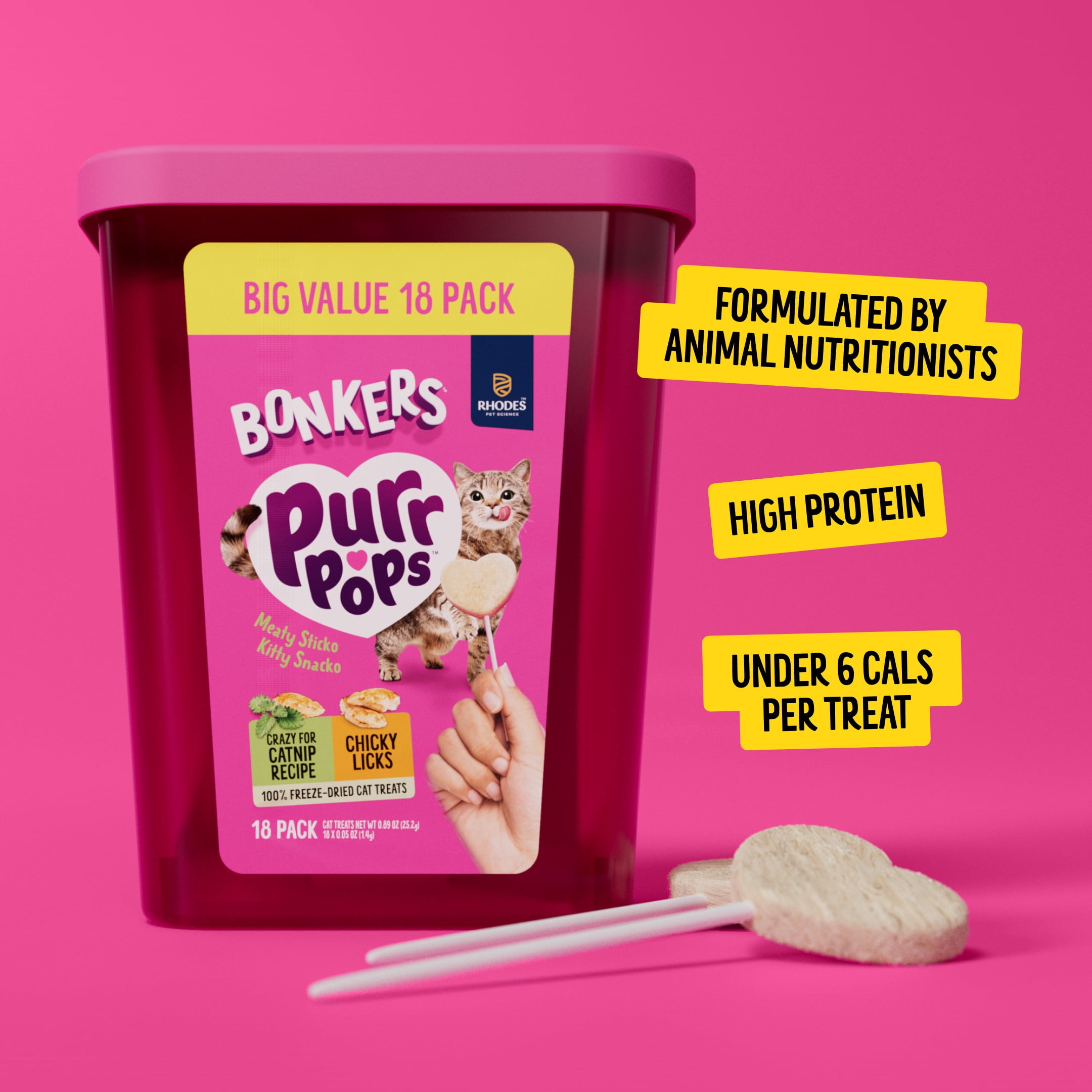 Bonker's Freeze Dried Catnip and Chicken Purrpops 18 Piece