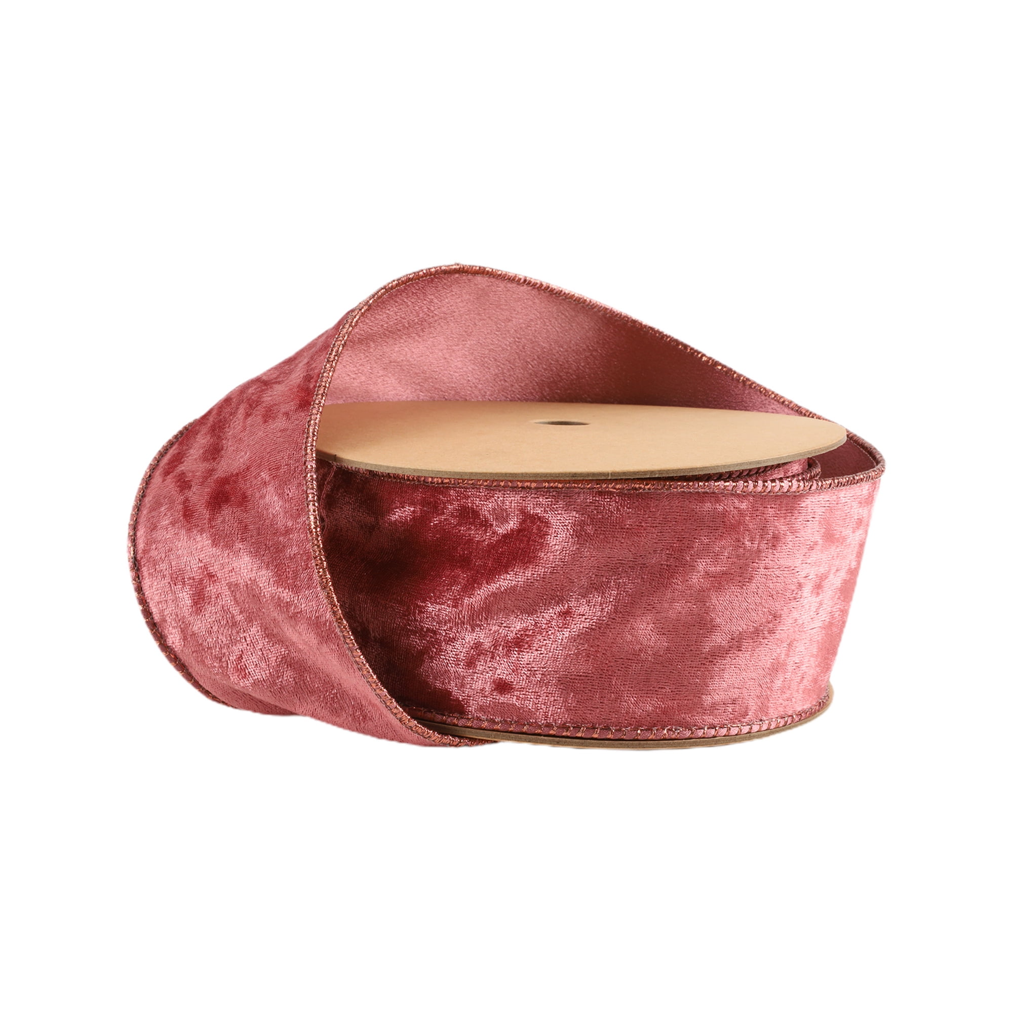 LaRibbons 2 1/2" Reversible Frosted Velvet Wired Ribbon, Rose/Rose, 10 Yard Roll